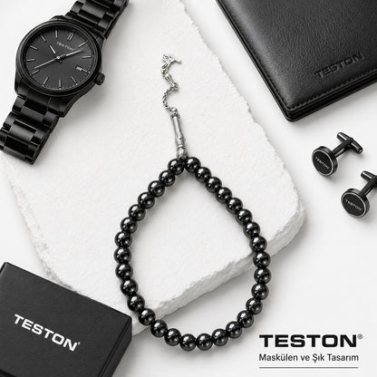 TESTON® Premium Hematit Taşlı Erkek Tesbih