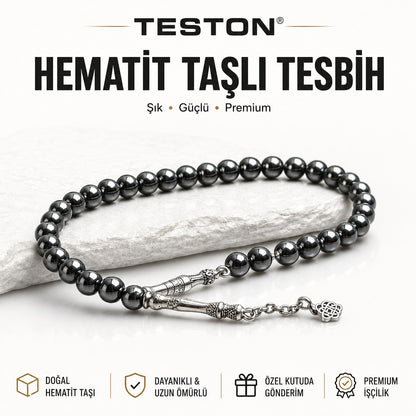 TESTON® Premium Hematit Taşlı Erkek Tesbih