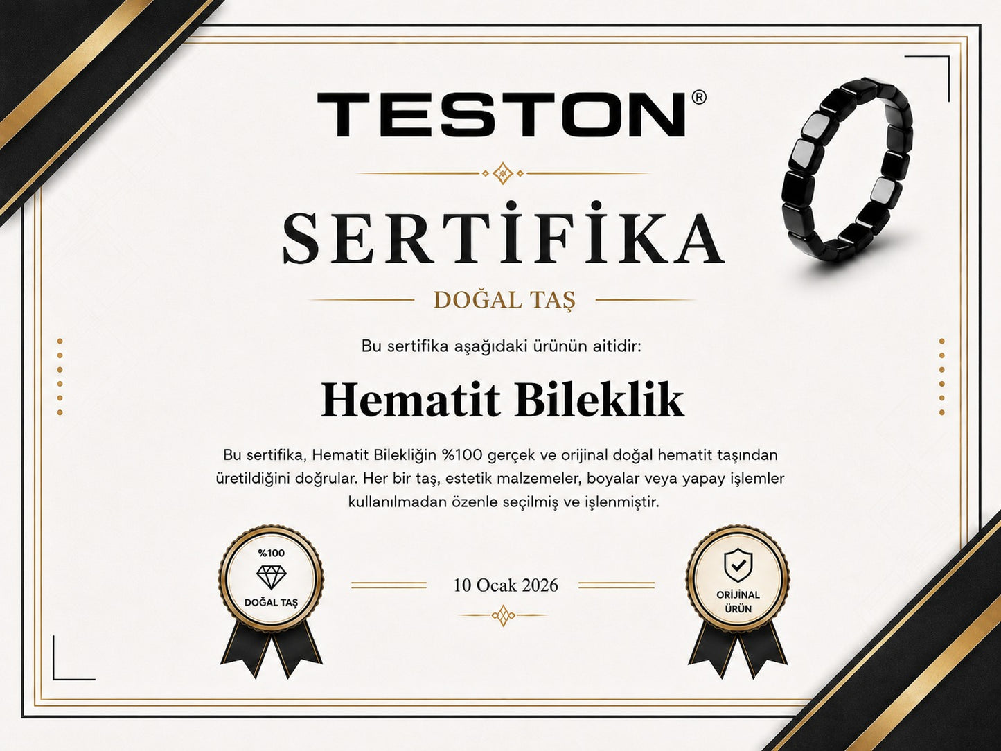 TESTON® Hematit Erkek Bilekliği