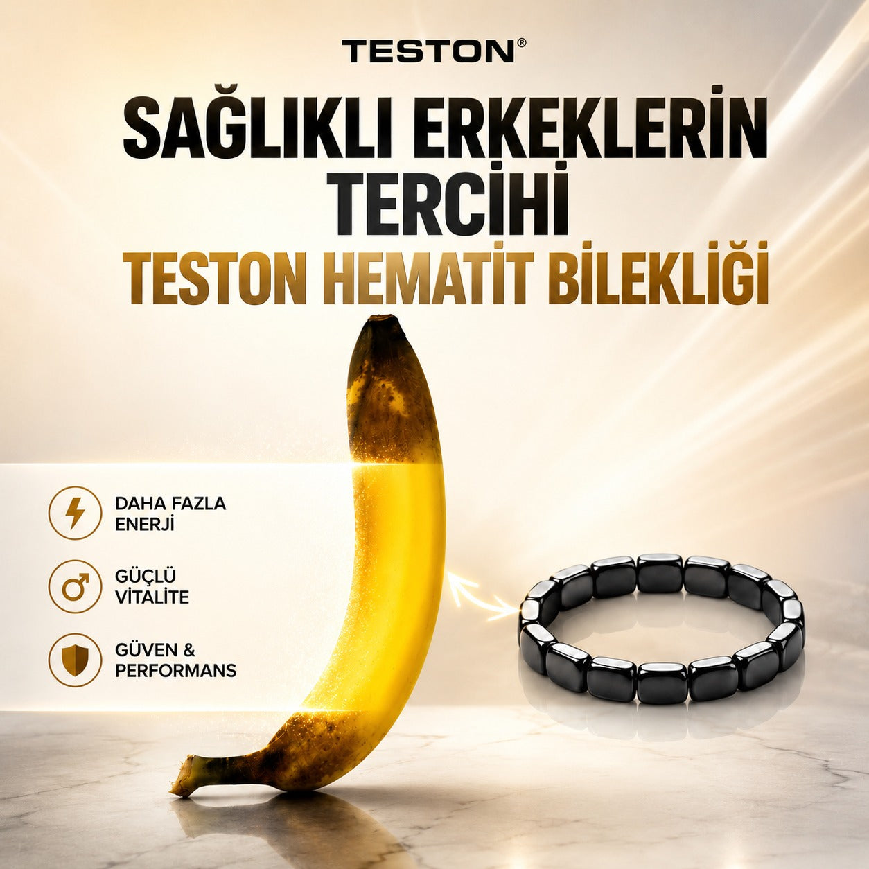 TESTON® Hematit Erkek Bilekliği